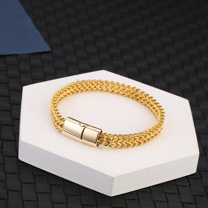 Buddha Stones Fish Scale Magnetic Buckle Titanium Steel Balance Bracelet Bangle - image 12