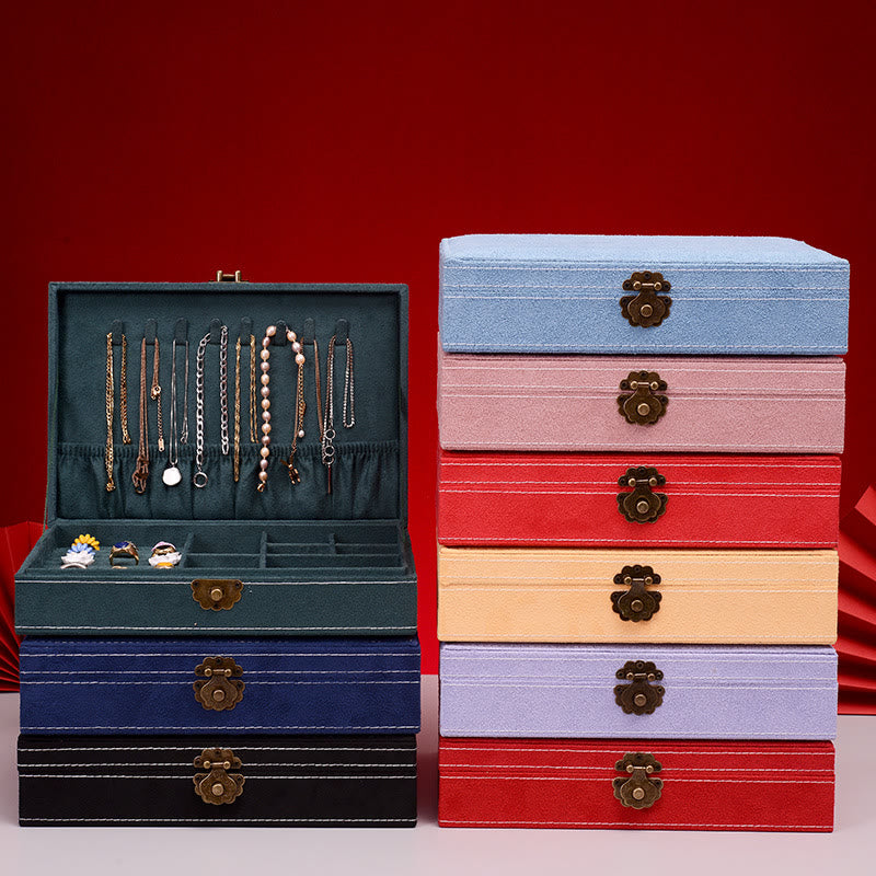 Buddha Stones Simple Design Jewelry Box Organizer Single Layer Flannel Jewelry Storage Box With Lock - image 0