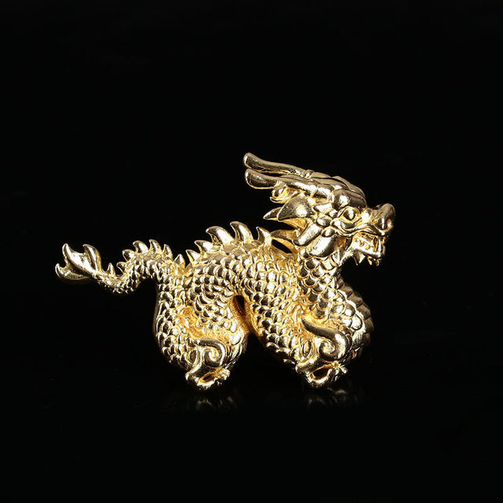 Buddha Stones Year Of The Dragon Small Auspicious Brass Dragon Luck Success Home Decoration - Golden Dragon 6cm*4.5cm - image 12