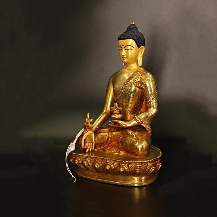 Buddha Shakyamuni Medicine Buddha Compassion Copper Gold Plated Statue Decoration - image 5