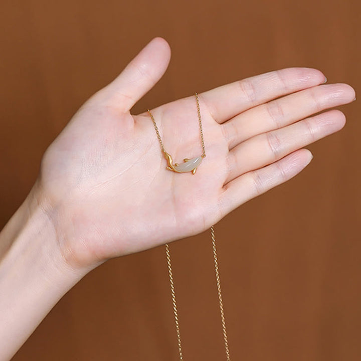 Buddha Stones 925 Sterling Silver White Jade Dolphin Luck Necklace Pendant - image 17