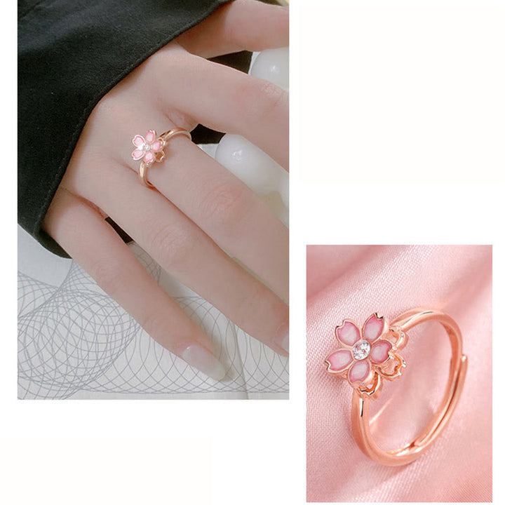 Buddha Stones 925 Sterling Silver Cherry Blossom Blessing Chain Bracelet Rotatable Ring - image 21