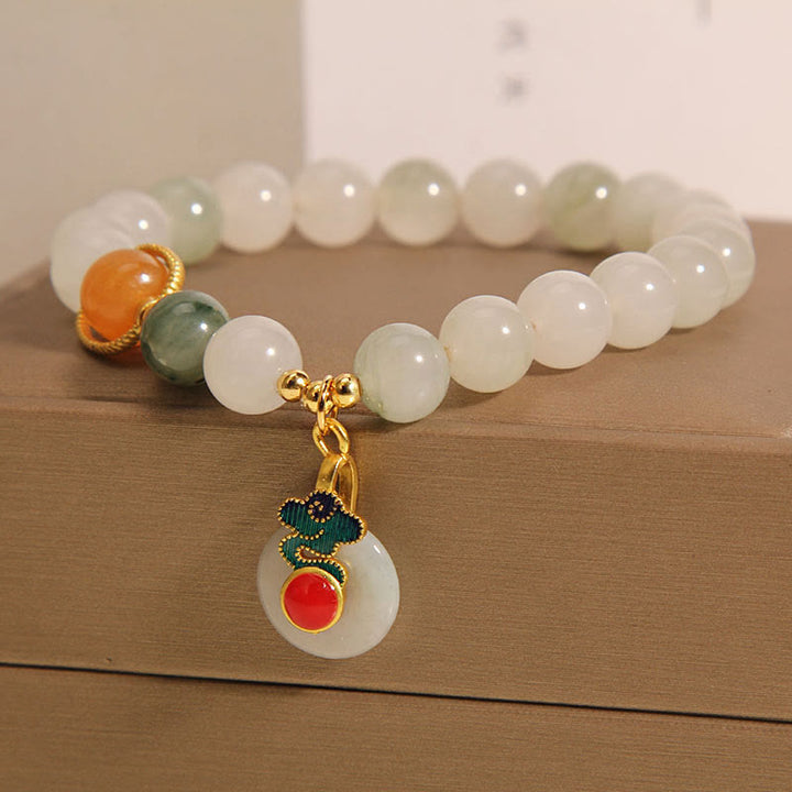 Buddha Stones Jade Auspicious Clouds Red Agate Citrine Prosperity Bracelet