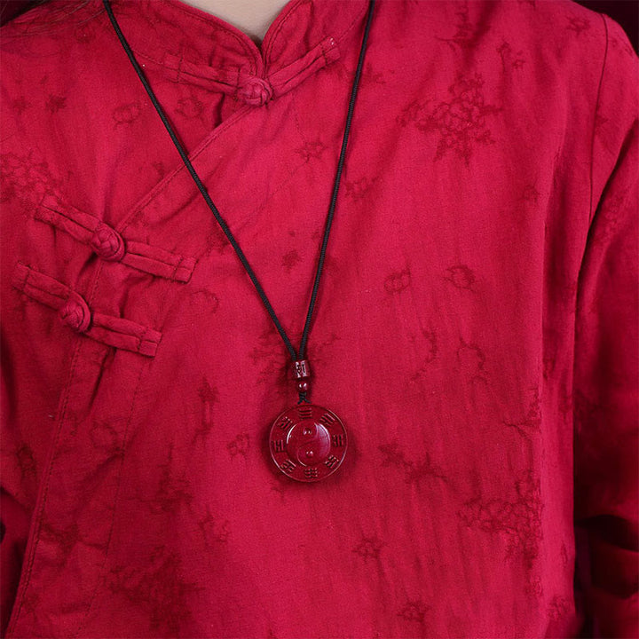 Buddha Stones Cinnabar Yin Yang Bagua Blessing Necklace Pendant - image 5
