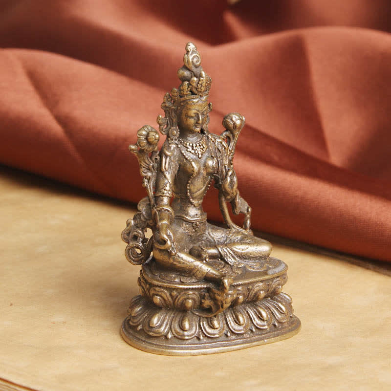 Bodhisattva Green Tara Calm Hope Copper Statue Decoration - image 1