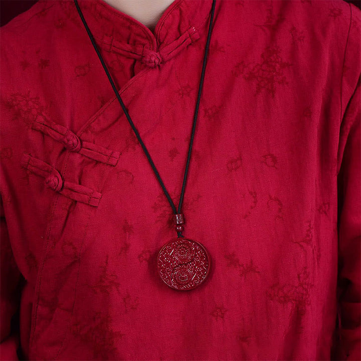 Buddha Stones Cinnabar Yin Yang Keep Away Evil Spirits Necklace Pendant - image 5