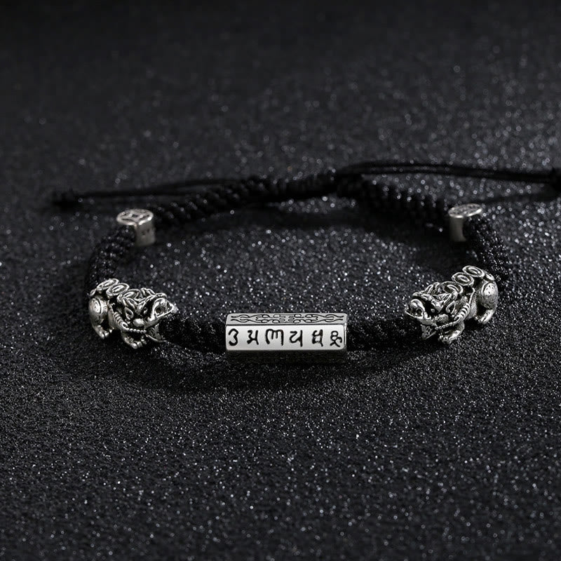 Buddha Stones Double PiXiu Feng Shui Copper Coin Om Mani Padme Hum String Bracelet - image 12