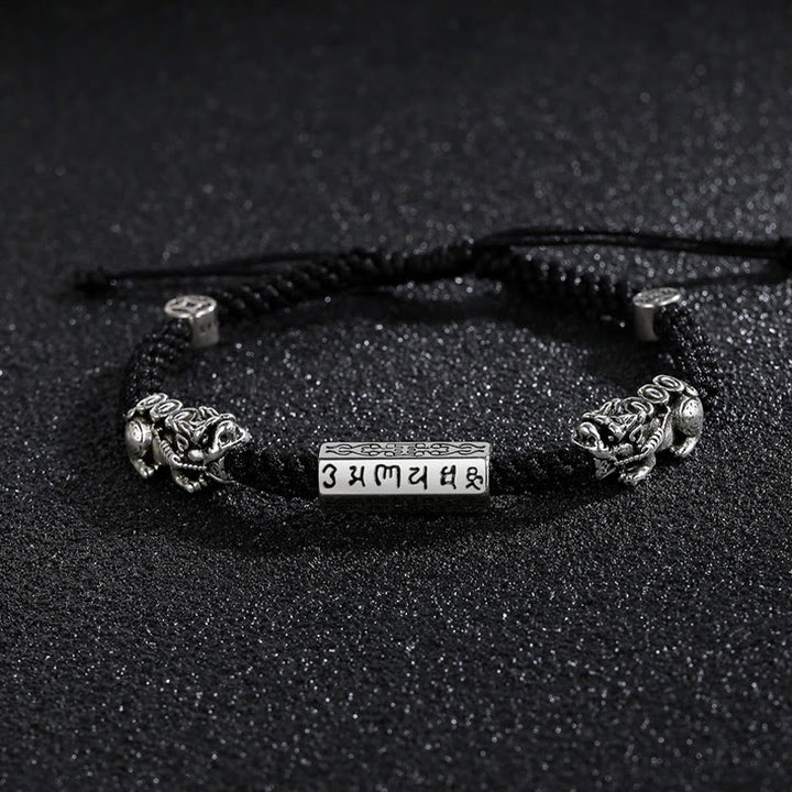 Buddha Stones Double PiXiu Feng Shui Copper Coin Om Mani Padme Hum String Bracelet - image 12
