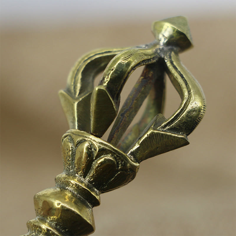 Buddha Stones Handcrafted Nepal Small Five Prong Vajra Dorje Strength Copper Decoration - image 2