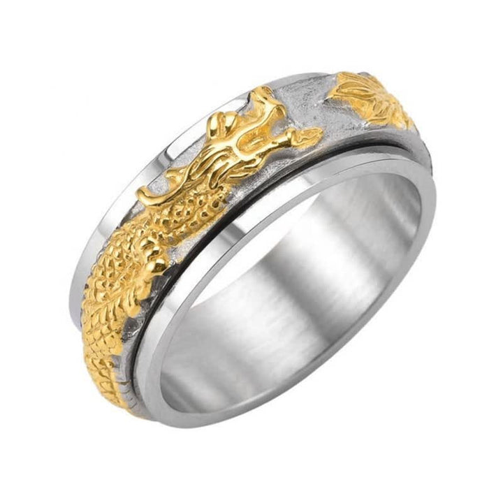 Buddha Stones Dragon Titanium Steel Stimulation Rotatable Ring - image 4
