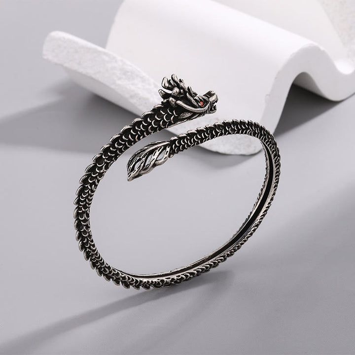 Buddha Stones Dragon Scales Pattern Luck Protection Bracelet Bangle - image 3