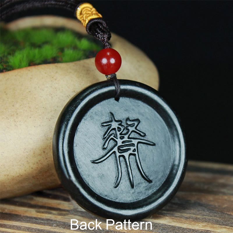 Buddha Stones Natural Hetian Cyan Jade Yin Yang Luck Harmony Necklace Pendant - image 2