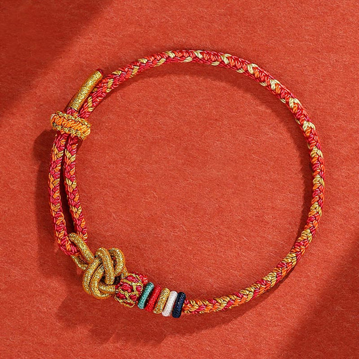 Buddha Stones Handmade Dunhuang Colorful Rope Protection Braid String Bracelet