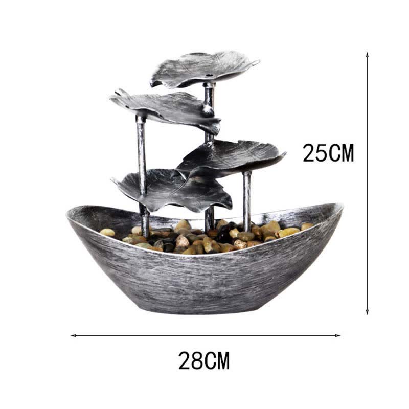 Buddha Stones Lotus Leaf Shaped Waterfall Fountain Tabletop Ornaments With LED Light Home Office Desktop Decoration - image 4