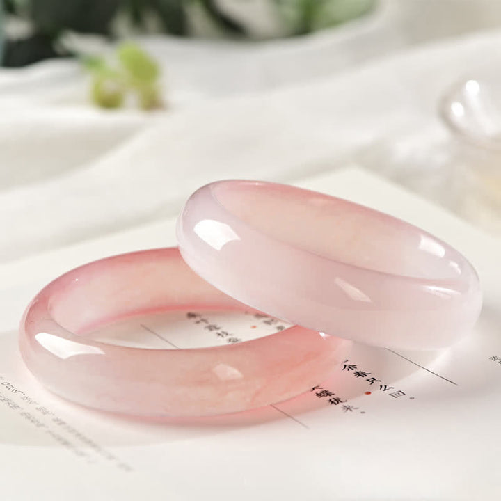 Buddha Stones Pink Golden Silk Jade Wealth Bracelet Bangle - image 8
