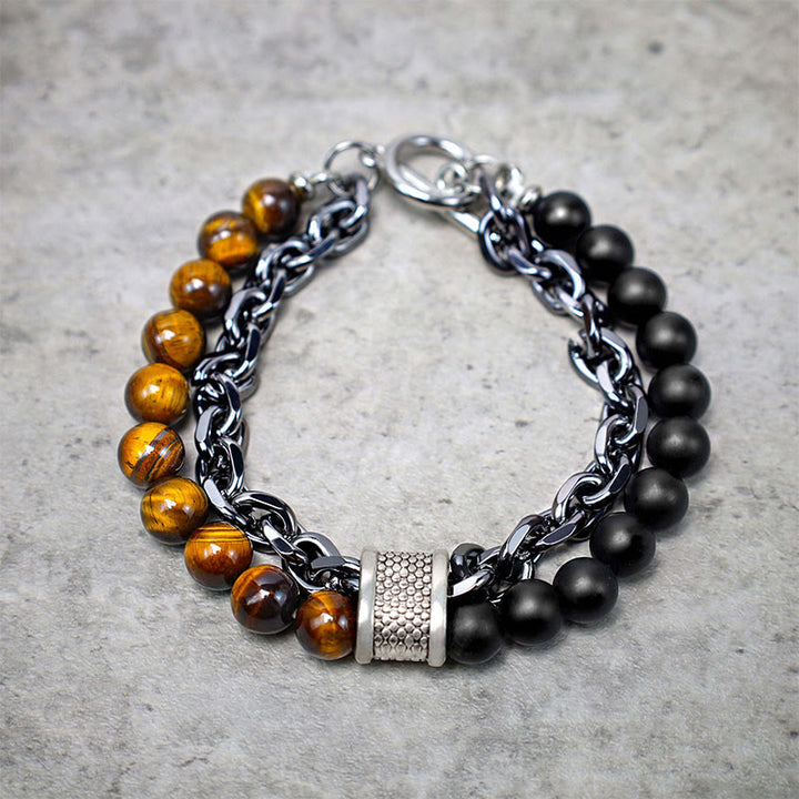 Buddha Stones Natural Tiger Eye Lazurite Protection Bracelet