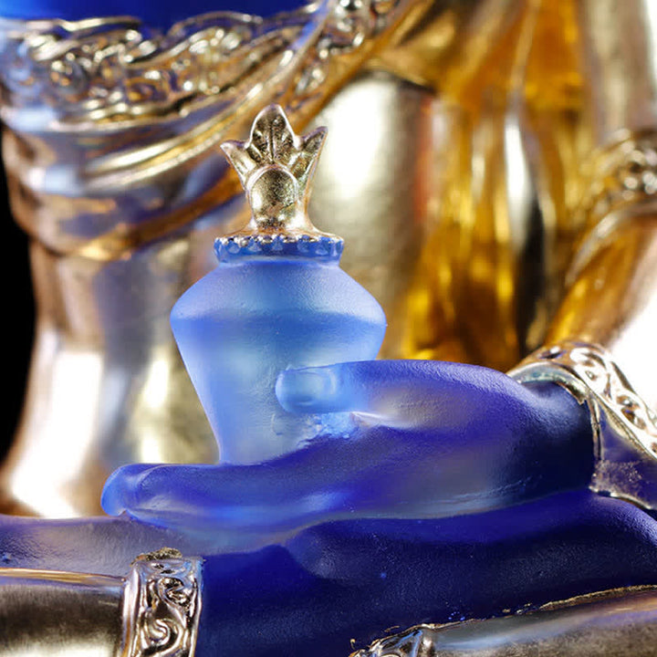 Medicine Buddha Handmade Liuli Crystal Art Piece Compassion Statue Home Office Offering Decoration - image 19