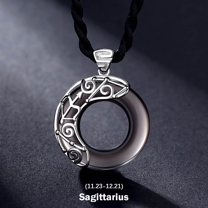 Buddha Stones 12 Constellations of the Zodiac Ice Obsidian Blessing Round Pendant Necklace - Sagittarius - image 8