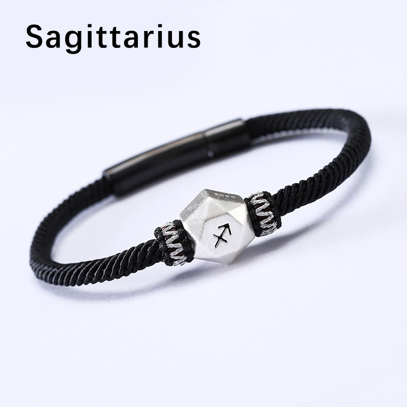 Buddha Stones 999 Sterling Silver 12 Constellations of the Zodiac Protection Handmade String Bracelet - Sagittarius - 19CM - image 16