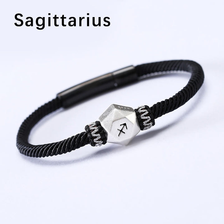 Buddha Stones 999 Sterling Silver 12 Constellations of the Zodiac Protection Handmade String Bracelet - Sagittarius - 19CM - image 16