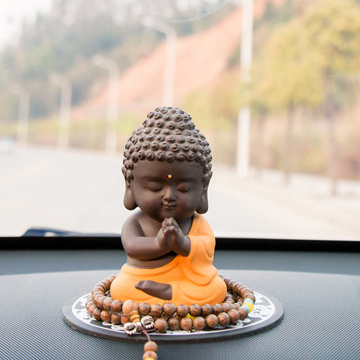 Buddha Stones Small Buddha Serenity Purple Clay Home Desk Decoration - image 18
