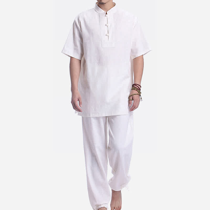 Spiritual Zen Meditation Prayer Practice Cotton Linen Clothing Men's Set - image 11