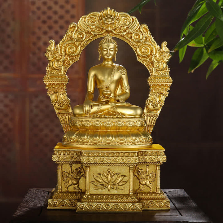 Shakyamuni Amitabha Medicine Buddha Figurine Serenity Copper Statue Home Decoration - image 5