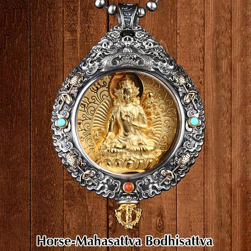 Buddha Stones Chinese Zodiac Natal Buddha Thangka Nine Palaces Eight Diagrams Wealth Rotatable Necklace Pendant - Horse-Mahasattva Bodhisattva - image 7