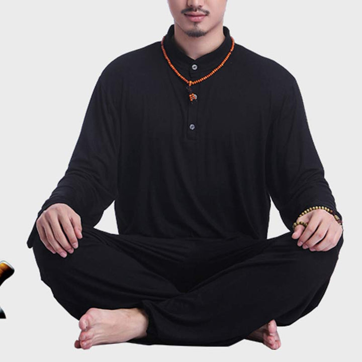 Buddha Stones Meditation Prayer Spiritual Zen Tai Chi Practice Yoga Clothing Men's Set