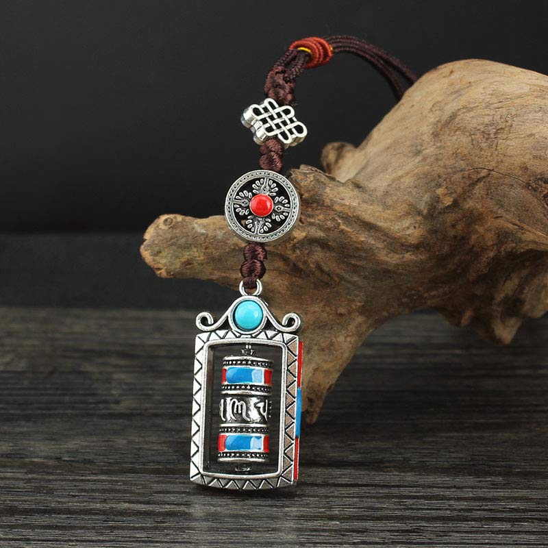 Six True Words Prayer Wheel Rotation Knot Blessing Keychain Decoration - image 9