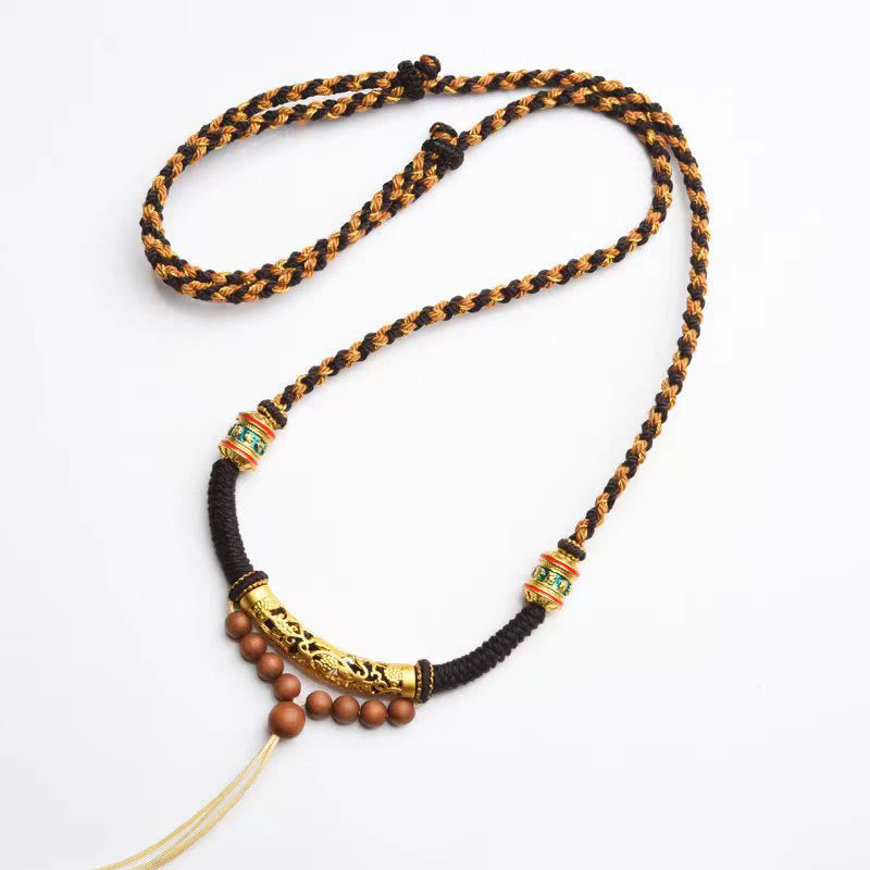 Buddha Stones Tibetan Handmade King Kong Knot Om Mani Padme Hum Prayer Wheel String Necklace Pendant - image 7