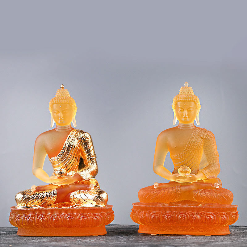 Buddha Stones Buddha Handmade Figurine Liuli Art Piece Serenity Statue Home Offering Decoration - image 1