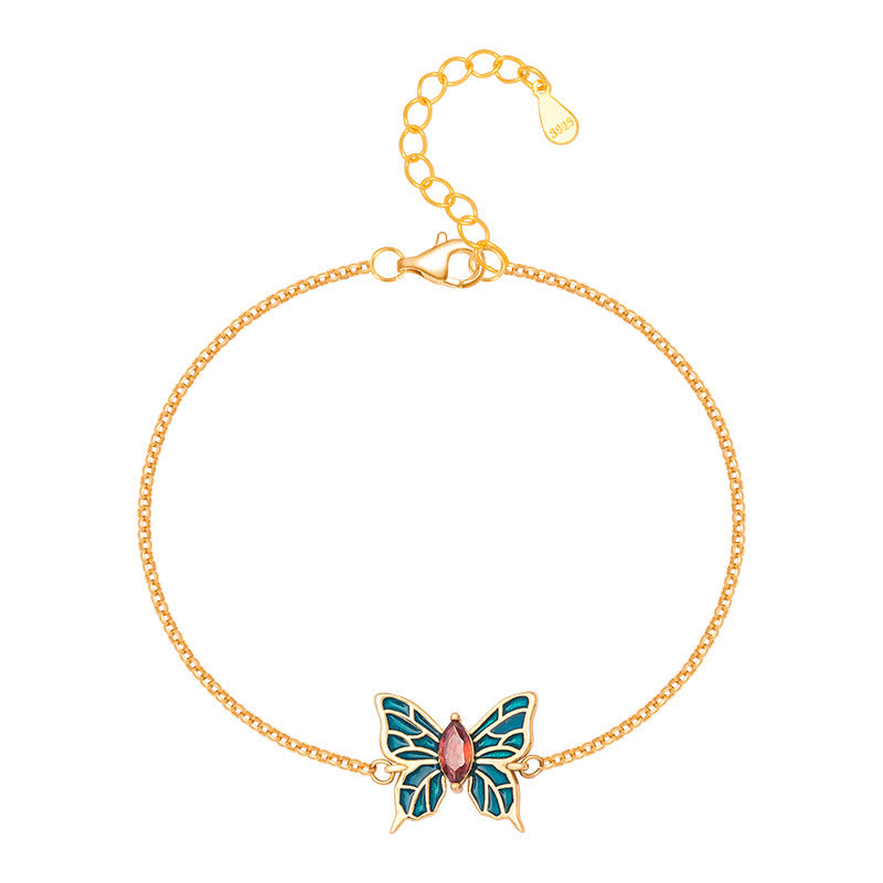 Buddha Stones 925 Sterling Silver Butterfly Zircon Love Chain Bracelet - image 7