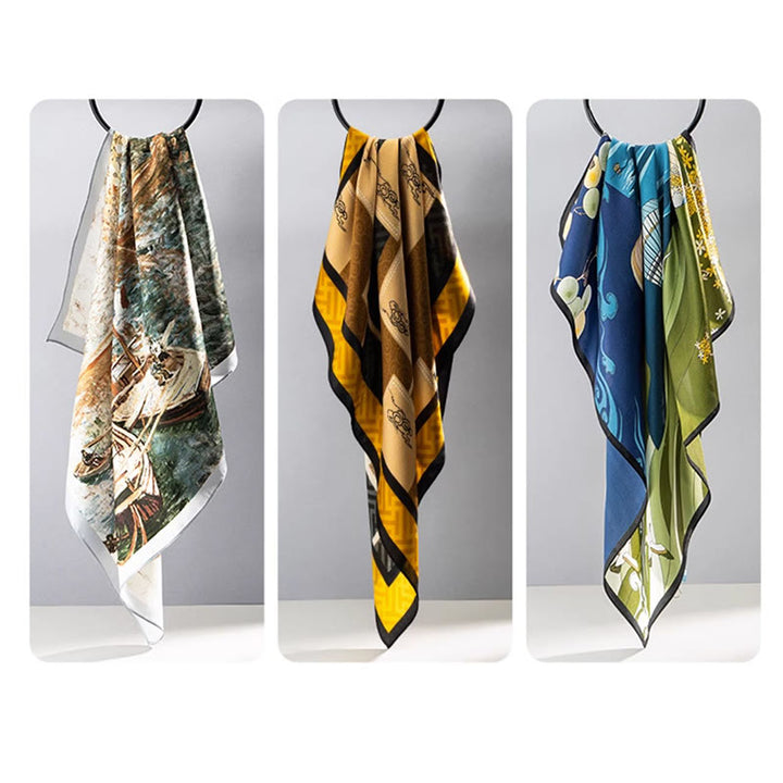 Buddha Stones Jungle Oil Painting Auspicious Clouds 100% Mulberry Silk Scarf Premium Grade 6A Double-sided Silk Neck Scarf - image 31
