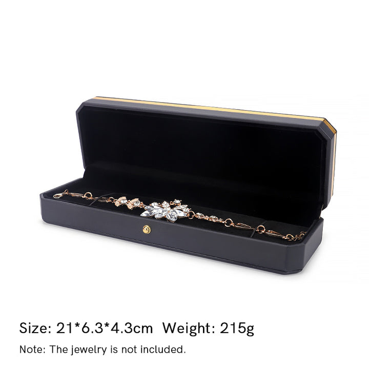Jewelry Storage Box PU Leather Gift Box - Black - Chain Box (21*6.3*4.3cm) - image 17