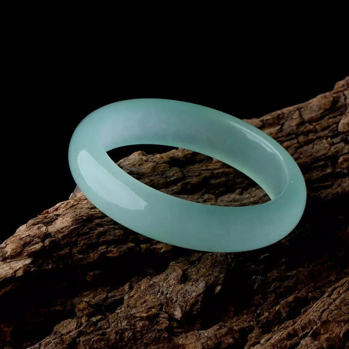 Buddha Stones Natural Jade Luck Healing Prosperity Bangle Bracelet - LightCyan - 60-62mm - image 9