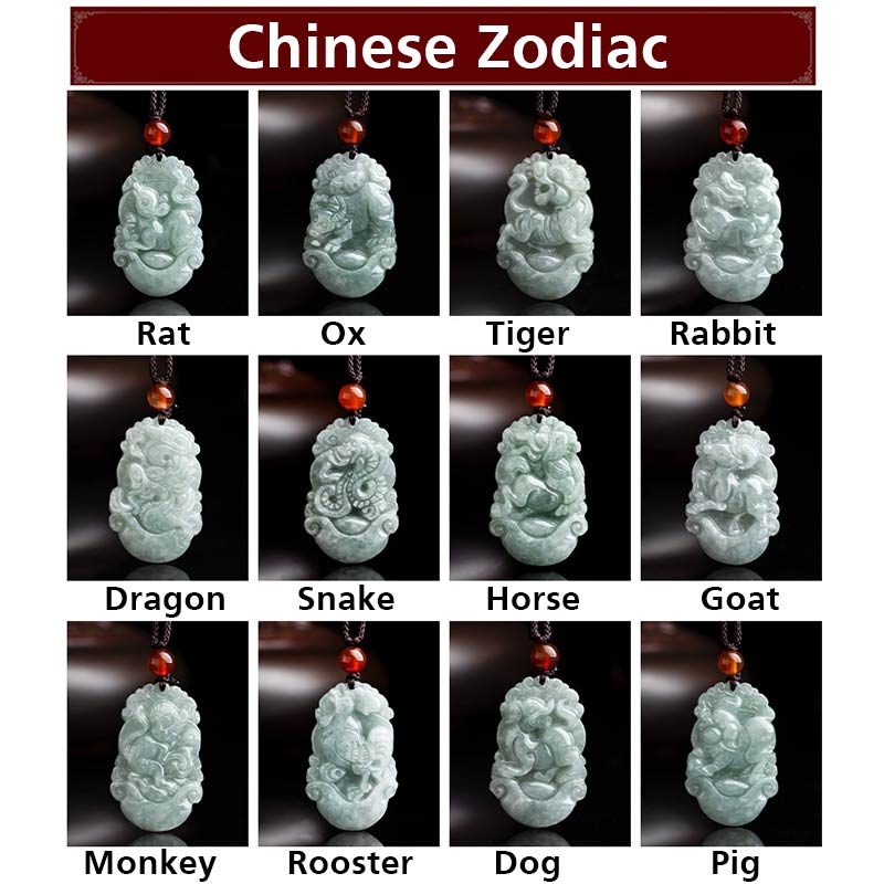 Buddha Stones Natural Jade 12 Chinese Zodiac Sucess Pendant Necklace - image 19
