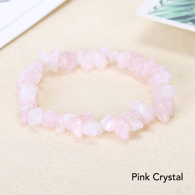 Natural Irregular Shape Crystal Stone Warmth Soothing Bracelet - Pink Crystal(Wrist Circumference: 15-18cm) - image 2