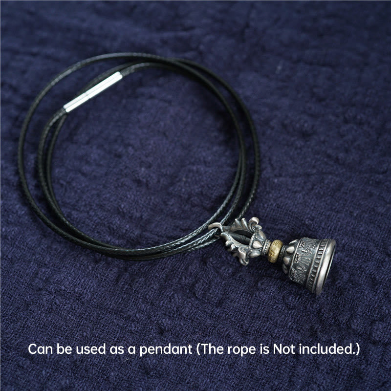 Buddha Stones Tibet 925 Sterling Silver Om Mani Padme Hum Dorje Bell Vajra Engraved Enlightenment Pendant Hanging Decoration - image 7