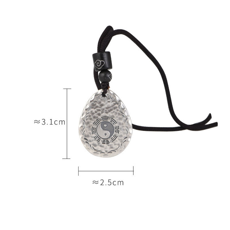 Buddha Stones Vintage 999 Sterling Silver Yin Yang Bagua Water Drop Design Balance Harmony Necklace Pendant - image 16