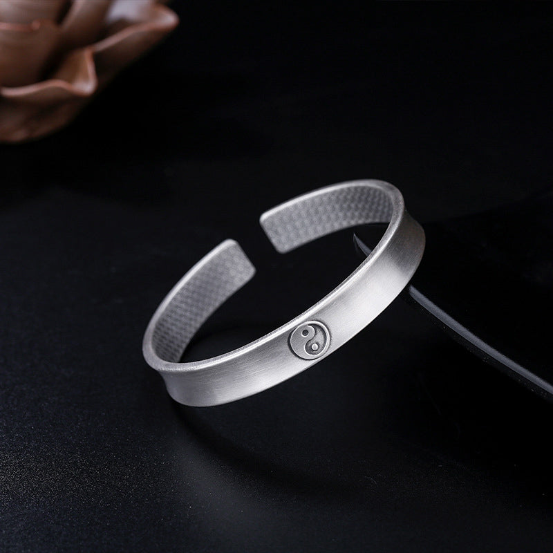 Buddha Stones 999 Sterling Silver Yin Yang Auspicious Clouds Balance Harmony Bracelet - image 15