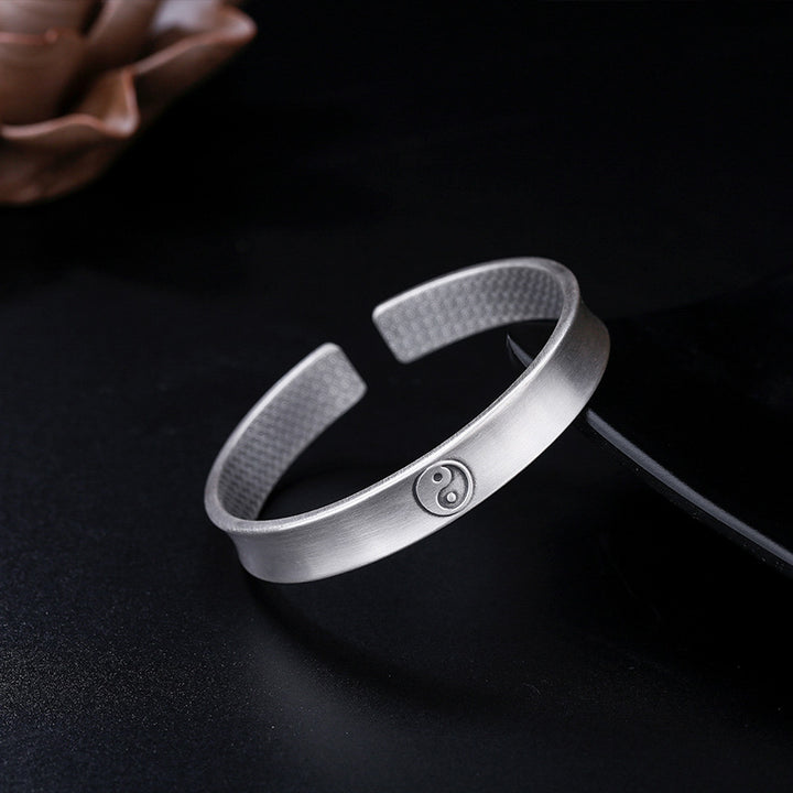 Buddha Stones 999 Sterling Silver Yin Yang Auspicious Clouds Balance Harmony Bracelet - image 15