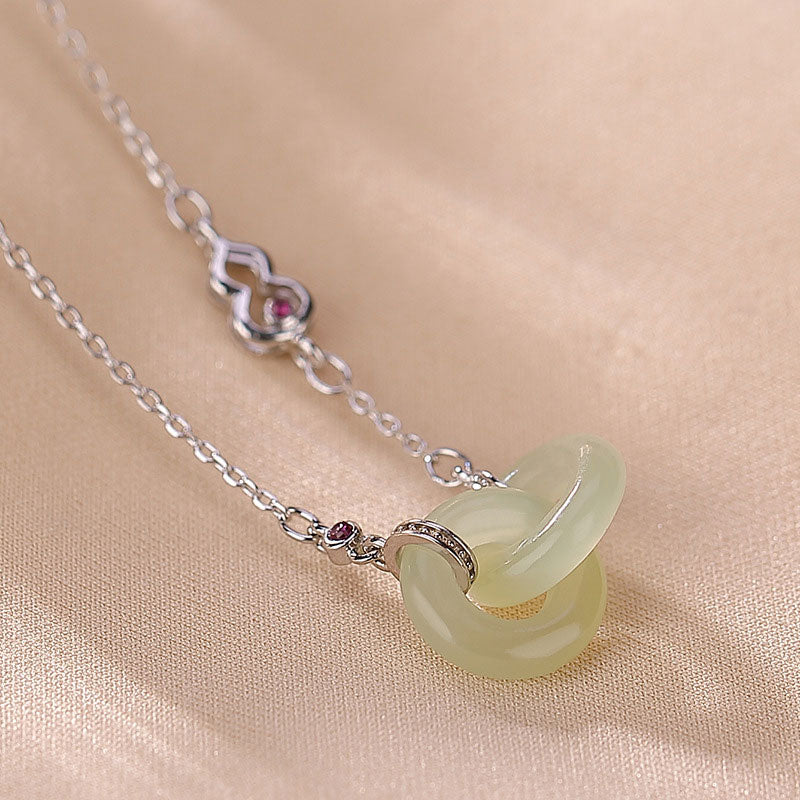 Buddha Stones 925 Sterling Silver Round Jade Luck Prosperity Necklace Chain Pendant - image 9