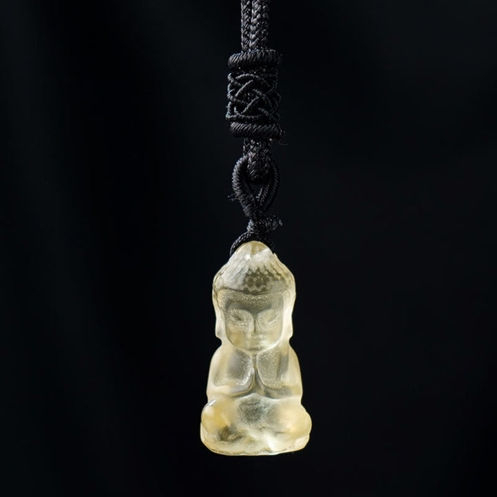Buddha Stones Various Crystal Amethyst Pink Crystal White Crystal Citrine Buddha Carved Spiritual Healing Necklace Pendant Decoration - Citrine - Necklace&Pendant - image 13
