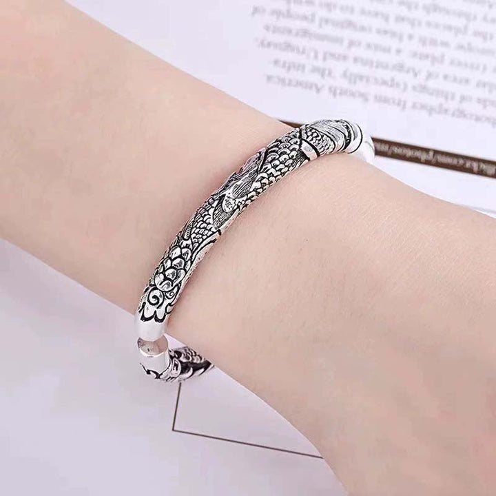 Dragon Auspicious Clouds Luck Protection Bracelet Adjustable Bangle - image 3