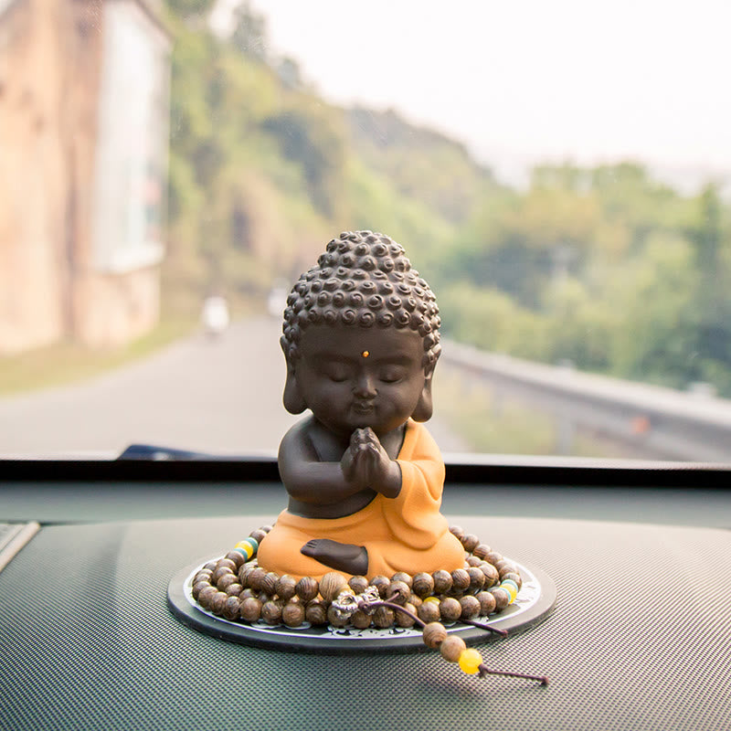Buddha Stones Small Buddha Serenity Purple Clay Home Desk Decoration - image 20