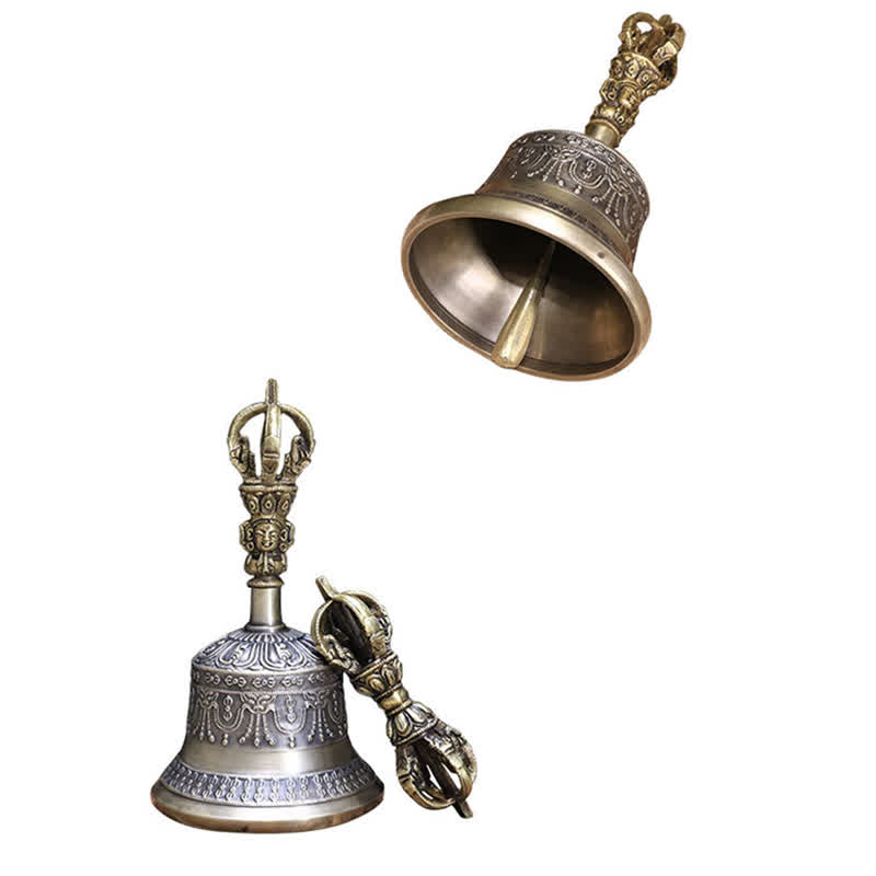 Tibetan Meditation Bell and Vajra Dorje Copper Enlightenment Decoration Set - image 12