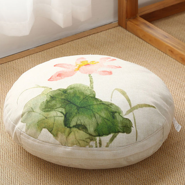 Lotus Simple Pattern Linen Meditation Seat Cushion Home Living Room Decoration - Detachable - 40cm*10cm - Ivory - image 31