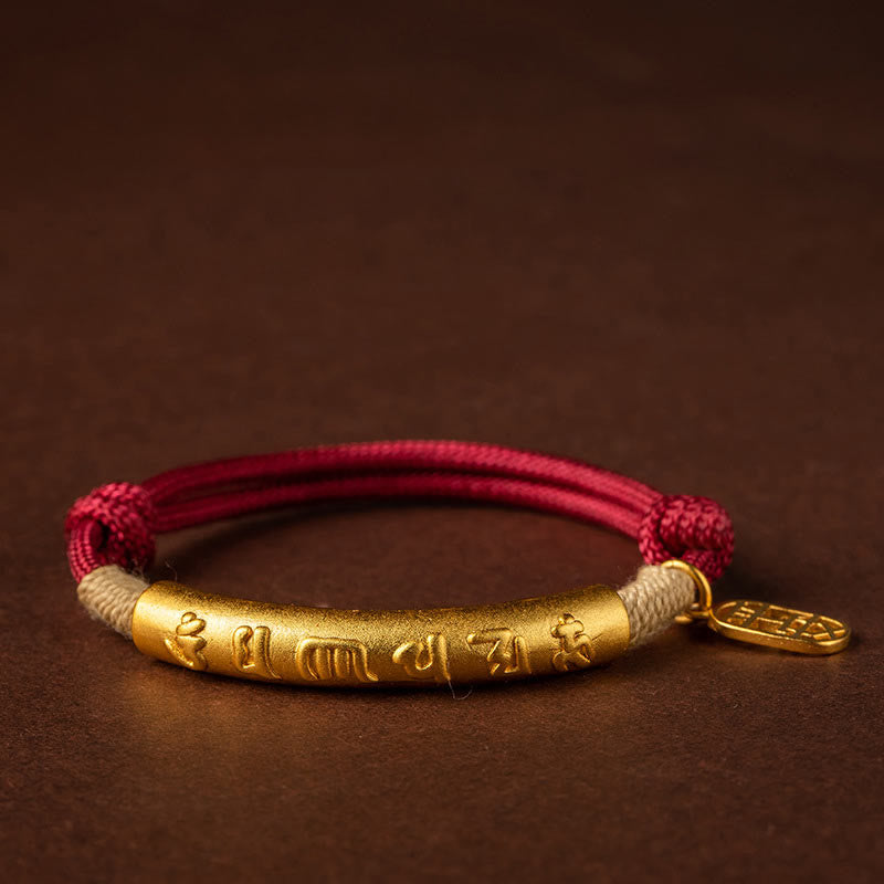 Buddha Stones 999 Sterling Silver Tibet Handmade Om Mani Padme Hum Fu Character TopRank Character Luck Braided Bracelet - Copper Om Mani Padme Hum - Red Rope(Wrist Circumference 15-19cm) - image 7