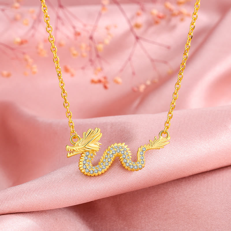 Buddha Stones 925 Sterling Silver Year Of The Dragon Auspicious Golden Dragon Luck Chain Necklace Pendant - image 7